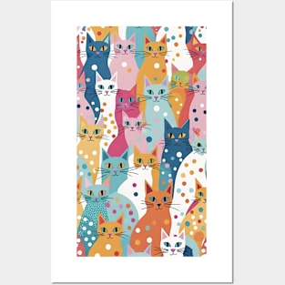 Chromatic Cat Carousel: A Kaleidoscope of Colorful Patterns Posters and Art